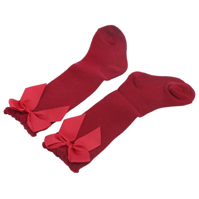 Baby Girls Knee High Socks, Infants Ruffled Socks Comfortable Bright Color Soft Stylish For Birthday Parties Pink,Red,Black,Gray,White,Green