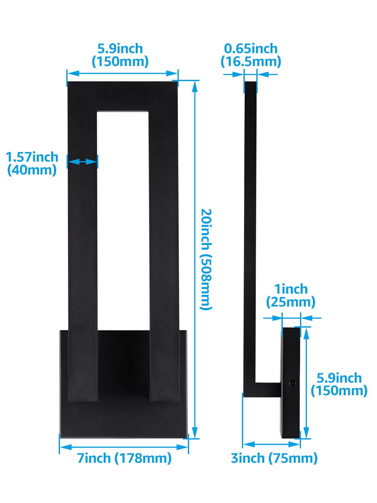 2 Pack LED Outdoor Wall Sconce, Matte Black Aluminum Exterior Lighting Fixtures, 3000K Warm White