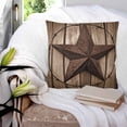 thumbnail image 4 of Western Star Retro Throw Pillow Covers, Soft Pillowcases with Invisible Zipper, Brown Vintage Wood Grain Decorative Square Pillow Cushion Covers for Living Room Couch Sofa Bed 24x24 Inches, 4 of 8