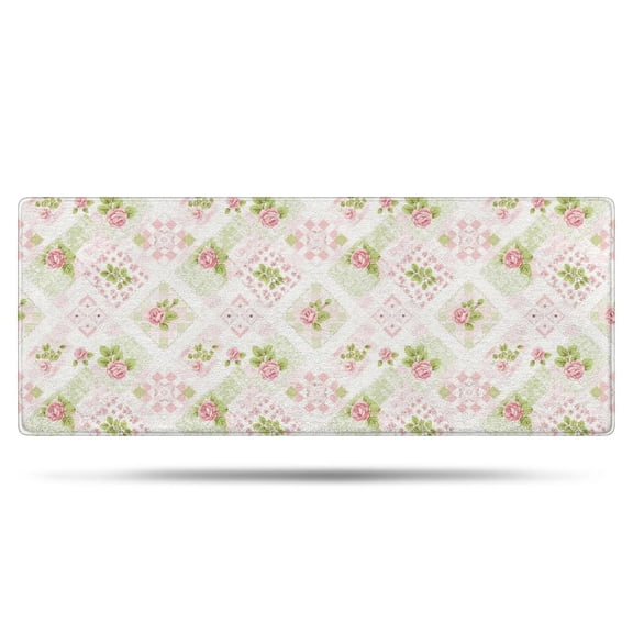 Pioneer Flower Floral Print Pattern Bathroom Rugs Mat, Non Slip Microfiber Bathroom Rug with Rubber Backing, Soft Mats for Bathroom Floor Tub Shower, 24"x60"