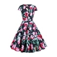 thumbnail image 3 of Fankiway Femmes Confortable Été Manches Courtes Col Rond Vintage Régulière Robe de Soirée Robes d'Été pour les Femmes Robes Grande Taille Dégagement, 3 of 5