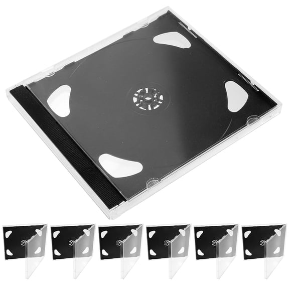 FELTECHELECTR Black Cd Dvd Case 6Pcs Clear Plastic Organizer for Storage and Travel