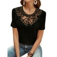 thumbnail image 3 of Women'S Short Sleeve Tunic Tank Tops Casual Lace Shirt Blouses Black M, 3 of 9