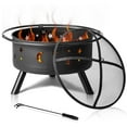 thumbnail image 5 of 30" Garden Fire Pit for Patio, HexShaped Steel Fire Pit with Flame-Retardant Lid, Outdoor Metal Fire Pit with Poker, Multifunctional Heater/Grill/Ice Pit for Backyard Patio Garden BBQ Grill, S1775, 5 of 11