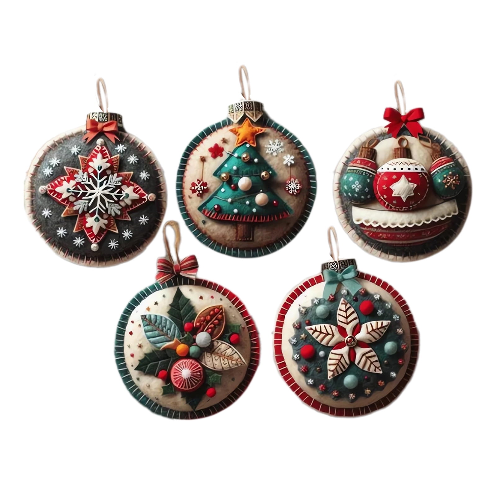 Dserfhy DIY Christmas Felt Patch Kit Holiday Craft Set with Pre-Cut Felts Sheet Handmade Fabric Sewing Crafting Supplies for Tree Home Decor