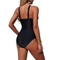 thumbnail image 6 of One Piece Swimsuit for Women Tummy Control Push Up Mesh Patchwork Deep V Neck Bathing Suit High Cut Swim Suit Modest Adjustable Strap Shapewear Swimwear Black XL, 6 of 9