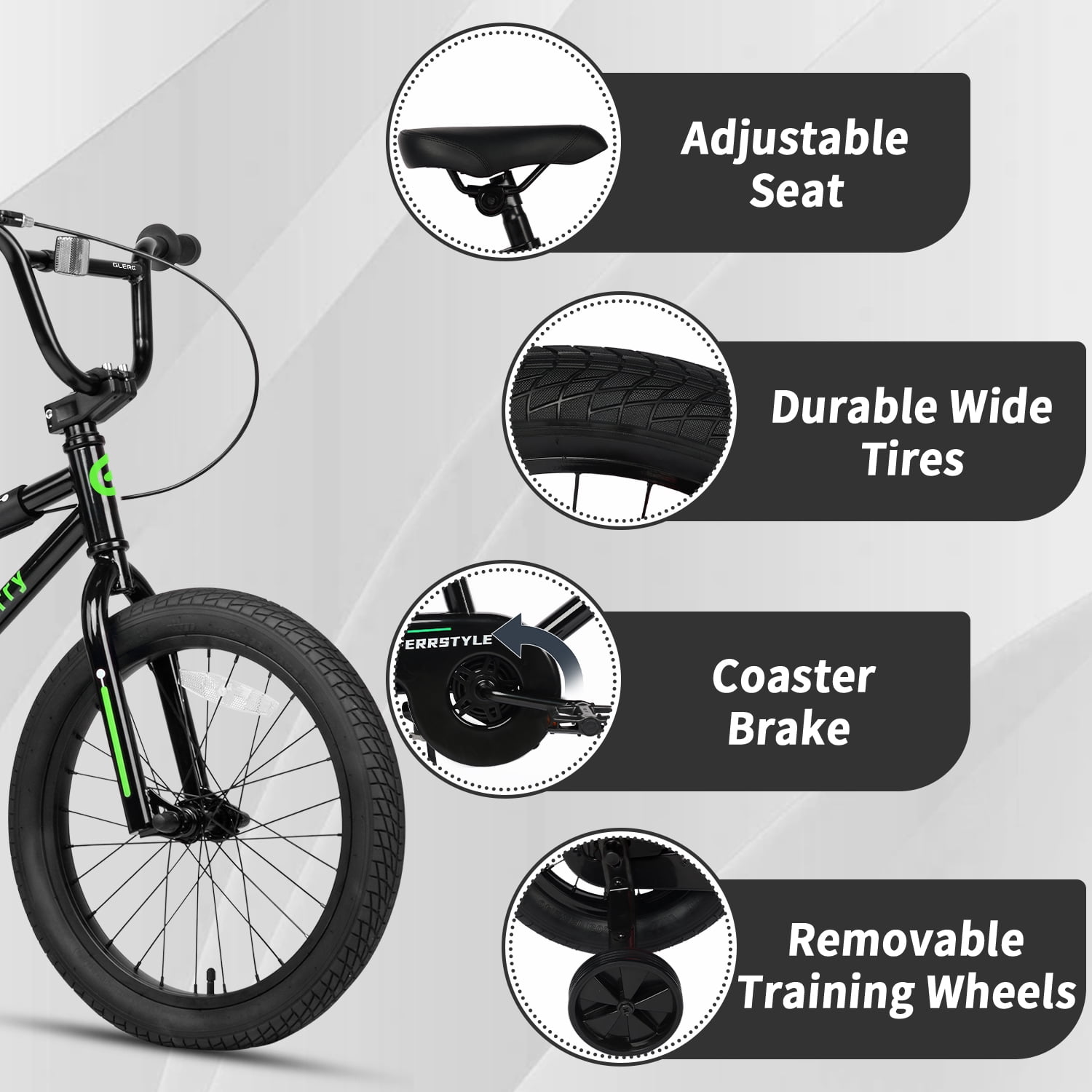 ●Ballaz Clicc Glerc 18 Inch Little Kids Bike BMX Style Bicycle with Training