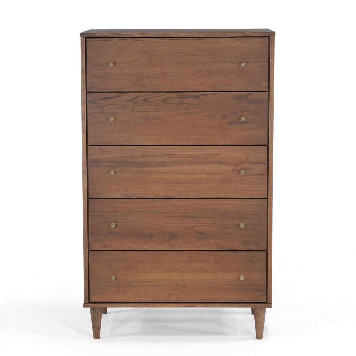 Grain Wood Furniture Mid Century 5-Drawer Chest, Brushed Walnut