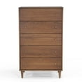 thumbnail image 2 of Grain Wood Furniture Mid Century 5-Drawer Chest, Brushed Walnut, 2 of 9