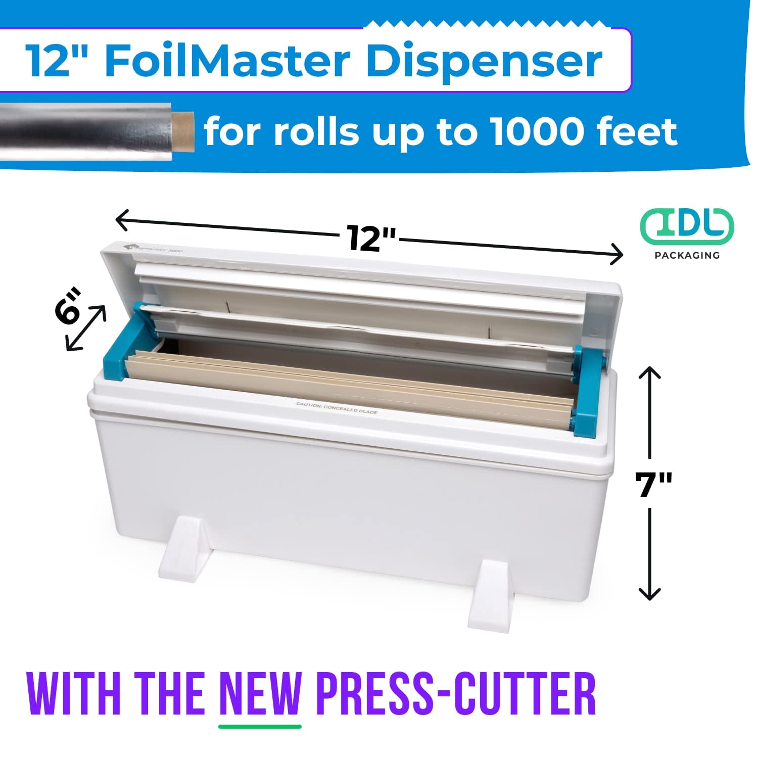 IDL Packaging WP-179DA 12" FoilMaster Dispenser for Aluminum Foil Roll, White