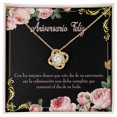 thumbnail image 3 of To My Wife Aniversario Feliz Infinity Knot Necklace Message Card, 3 of 17