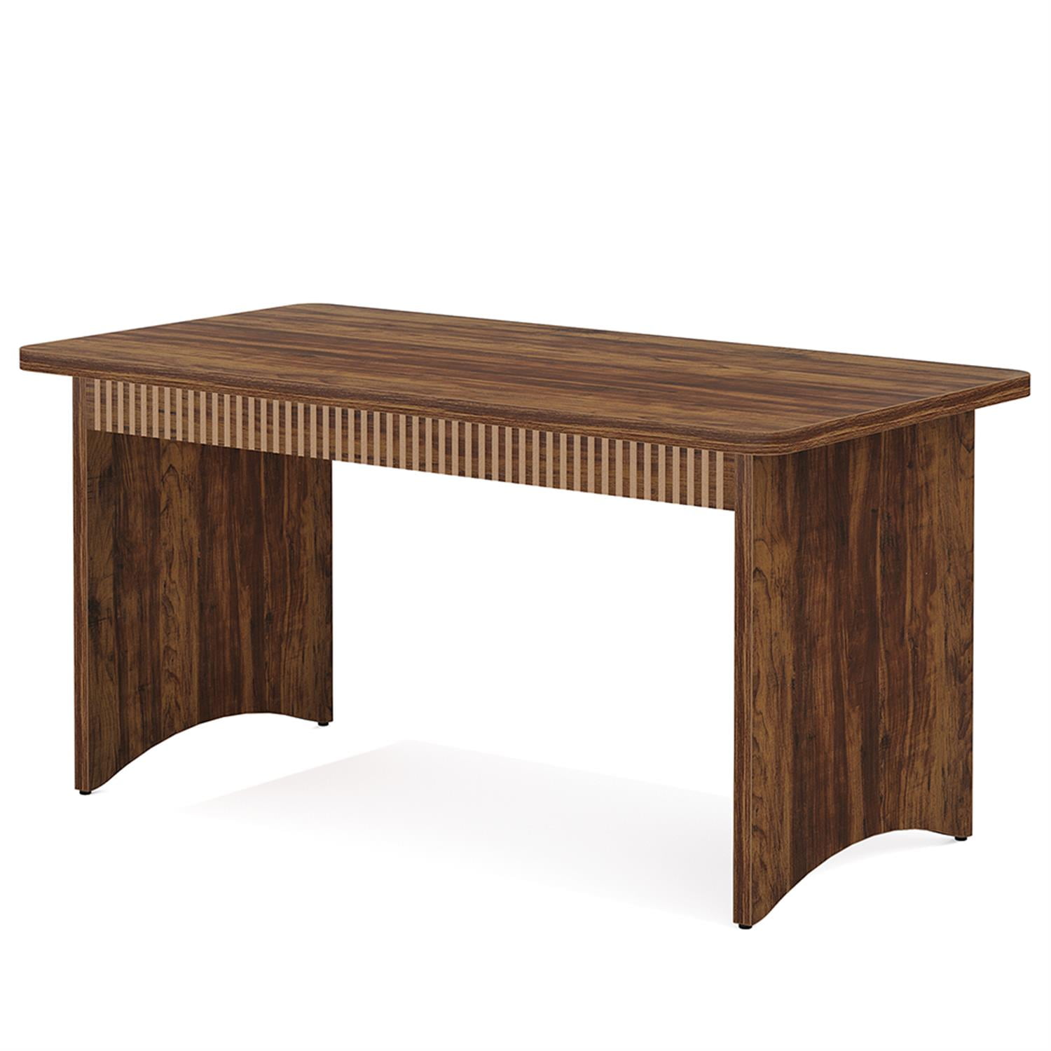 Demi Bonn 3-Piece Farmhouse Dining Table Set for 4-6 People with 2 Benches, 55"door Outdoor Kitchen Table for Dining Room, Home Office, Living Room Furniture, Brown