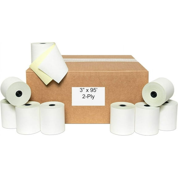 25 Rolls 3" x 95' 2-Ply Carbonless White/Canary Cash Register Paper for M119 Hypercom T77F (Impact Printer) NCR 7445-1000 Samsung SRP-100 Visit the PosPaperRoll Store