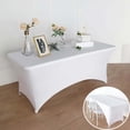 thumbnail image 3 of Efavormart 6FT White Open Back Stretch Spandex Table Cover, Rectangular Fitted Tablecloth, 3 of 11