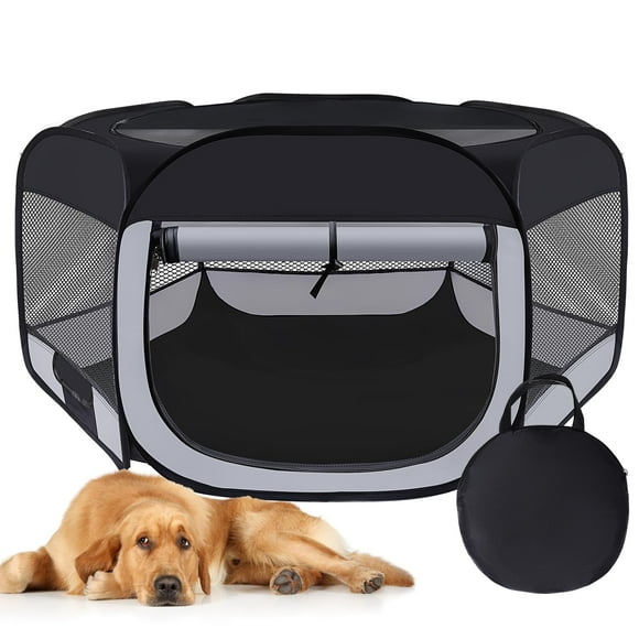 Corral Portátil para Mascotas Día de las Mujeres para Perros, Gatos, Conejos y Cachorros Gris Talla L