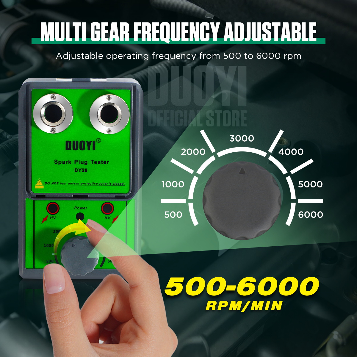 Spark Plug Tester Dual Holes Spark Plugs Detector Ignition Plug Analyzer 500-6000rpm Adjustable Frequency Vehicle Spark Plug Diagnostic Repair Tool