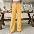 thumbnail image 3 of Lumosvexa Women's Wide Leg Jeans, Loose Fit Elastic Waist with Pockets Fall Trendy Office Pants Yellow L, 3 of 7