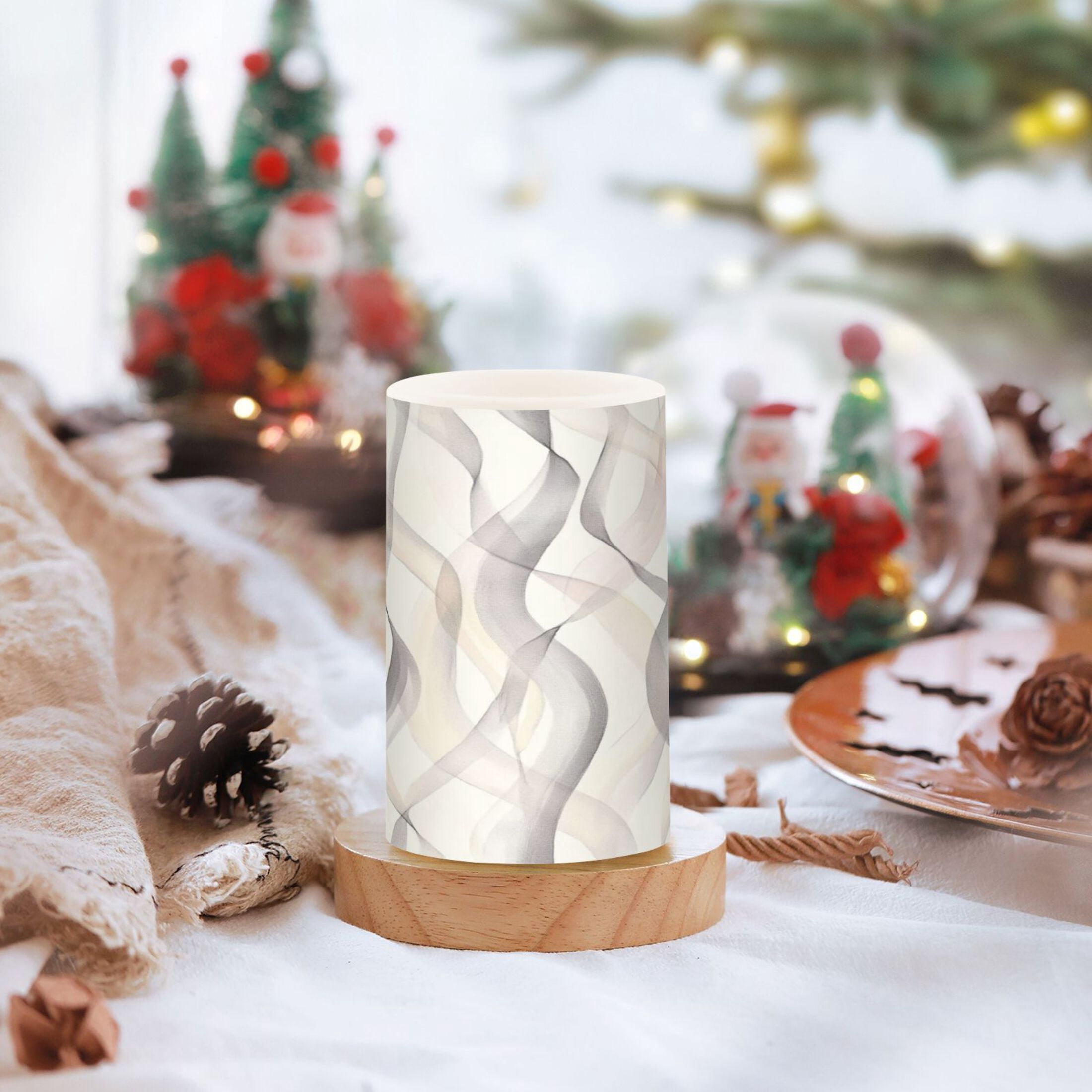 2 PCS Flameless Candles with Remote Timer LED Battery Operated Flickering Candle Light for Wedding Table Home Decoration Gifts Pastel Thin Lines