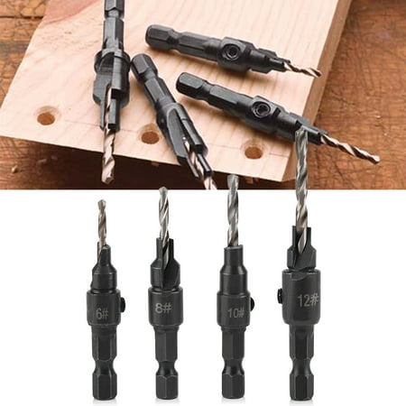

Haofy 1/4inch Hex Shank HSS Drill Bits Fast Change #6 #8 #10 #12 Countersink Woodworking Tool HSS Hex Shank Drill Bit