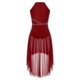 thumbnail image 5 of Lejafay Women's Lyrical Dance Costume Halter Sleeveless Modern Contemporary Dance Dress Burgundy S, 5 of 7