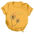 thumbnail image 4 of Fvwitlyh Robe T-Shirt Femmes Manches 3/4 Col Rond Imprimé Floral Pétale Chemises Haut Décontracté Ample Confortable Tee Blouse Jaune, TTTG, 4 of 5