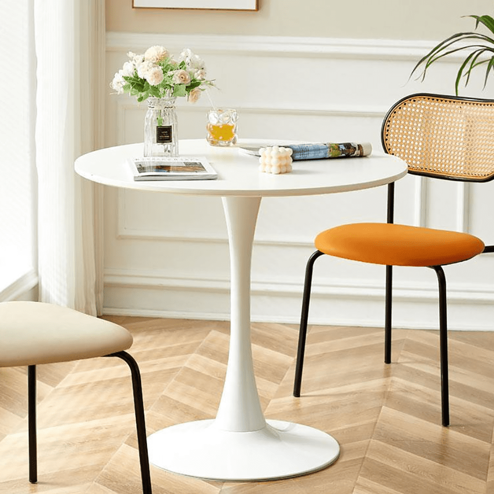 Miniyam 23.6" Round Dining Table, Small Wood Breakfast Table for Apartment, Kitchen or Studio, Modern Compact Dining Table for 2, Soft White