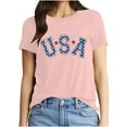 thumbnail image 4 of NuoCaiYun New Women Cotton Tops, Spring Summer Ladies Short Sleeve Round Neck Casual Independence Day Printed T-Shirt, 4 of 6