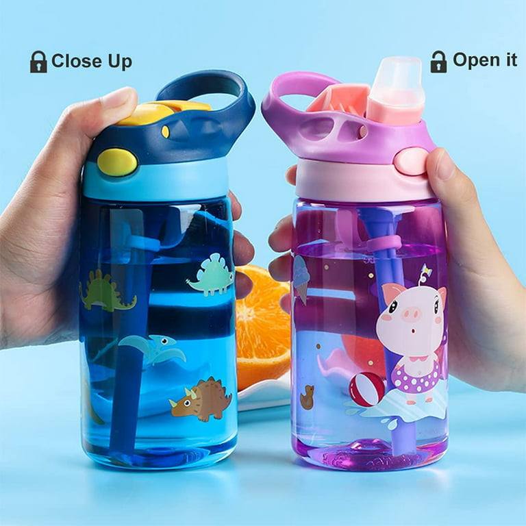 16OZ Tritan Kids Water Bottle with Flip Straw, Flexible Carry