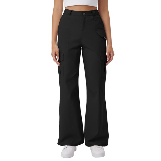 Women's Casual Cargo Pants Loose Fit Elastic Waist Comfortable Pure Color Trousers For Daily Wear Spring Summer