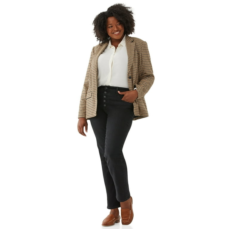 Plaid blazer long hot sale