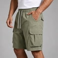thumbnail image 4 of Ceisia Men's Quick Dry Cargo Shorts Elastic Waist Drawstring With Multi Pockets Casual Summer Beach Shorts Green XXXXL Gift, 4 of 9