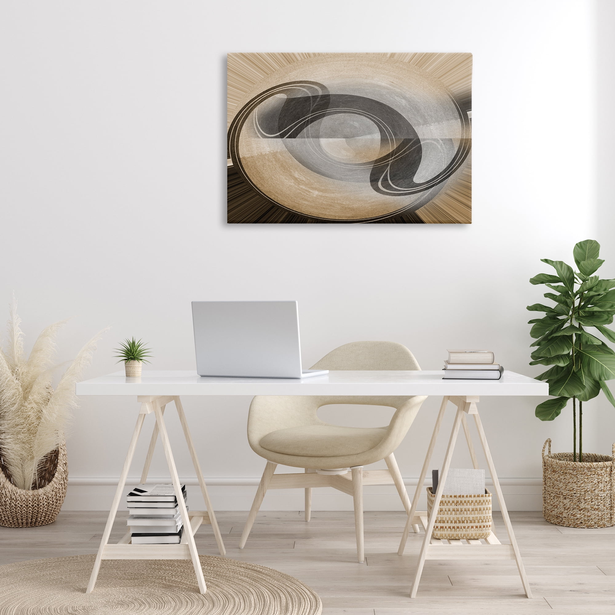 Stupell Industries Curved Swoop Shape Abstract Painting Wrapped Canvas Art Print Wall Art, 36 x 24