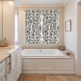 thumbnail image 3 of Teal Green Leaf Kitchen Curtains 63 Inch Length, Vintage Farmhouse Boho Pastoral Tribal Grommet Top Bedroom Living Room Curtains, Light Filtering Cafe Curtain Drapes 2 Panels Set 84''x63'', 3 of 9