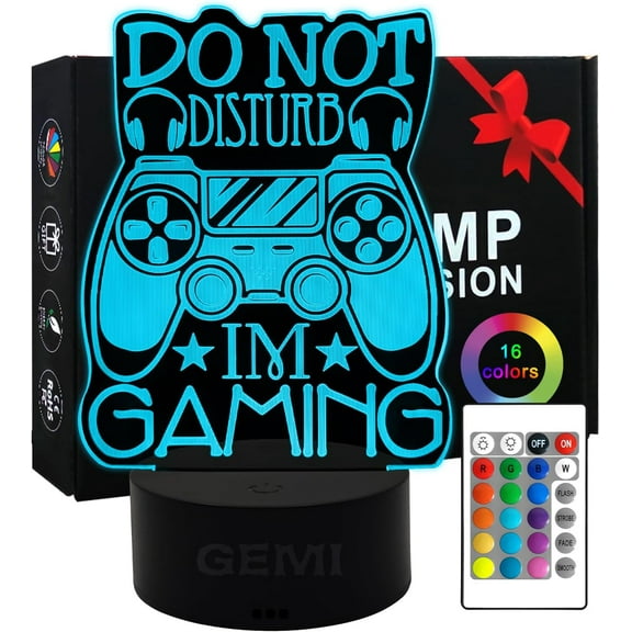 YSITIANNA Led Dimmable Neon Gaming Lights,3D Illusion Gaming Lamp,Gaming Night Light 16 Colours Change with Remote Control,Game Room Decor,Gaming Accessories for Room,Gaming Gifts for Mens STNL#045