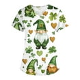 thumbnail image 5 of Feancey Holiday Scrubs for Women Plus Size St. Patrick's Day Scrub Tops Lucky Irish Shamrock Print Working T-Shirts Loose Fit Casual Short Sleeve V Neck Nursing Uniforms Green L, 5 of 6