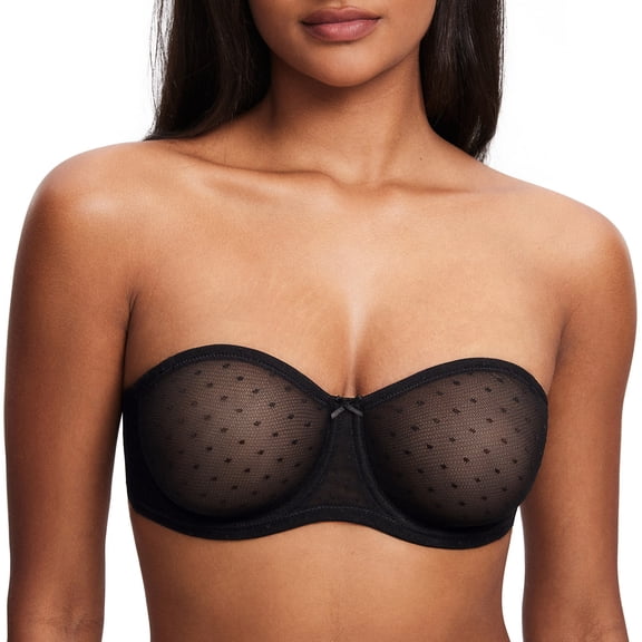 Women's Mesh Strapless Bra Sheer Unlined See Through Underwire Bras Plus Size