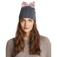 thumbnail image 1 of Federica Moretti Women’s Knit With Velvet Bow Caps, Gray, 1 of 3