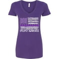 thumbnail image 3 of Inktastic Epilepsy Awareness Purple Ribbons and Flag Women's V-Neck T-Shirt, 3 of 5