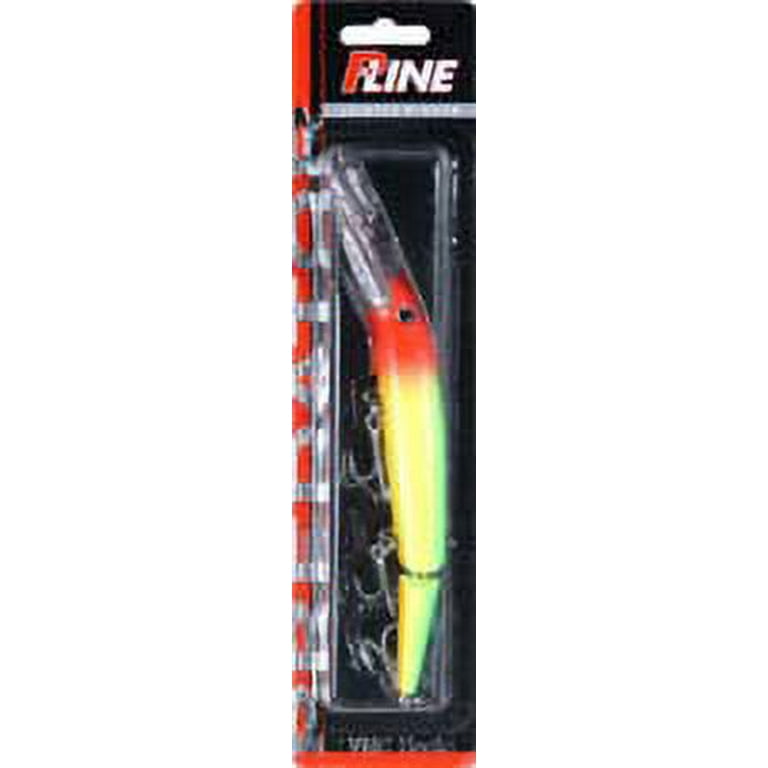 P-Line Predator Minnow Universal Hard Fishing Bait, Chartreuse/Red/Green, 5  1/2, Hard Baits