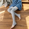 thumbnail image 3 of Eoperou 1 Pair Women Leg Warmers Color Block Stretchy Thigh High Stockings Autumn Winter Over Knee Knitted Socks for Daily Wear, 3 of 8