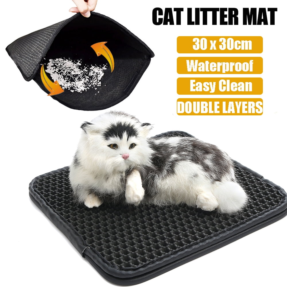 Cat Litter Pad Cat Mat Pet Foam Rubber Rug DoubleLayer Black Home