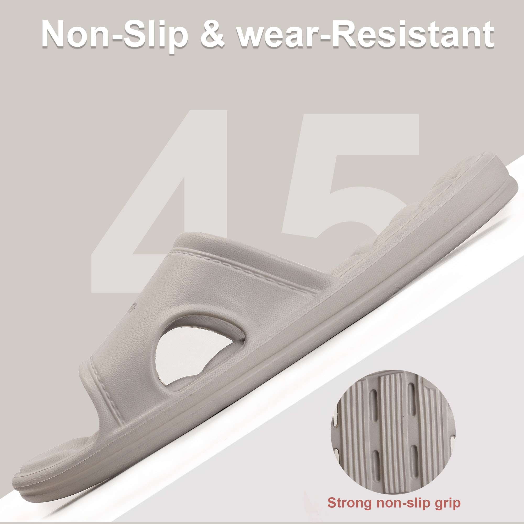 Shower Slippers for Women Men Non-Slip Quick Drying Slide Sandals Bathroom Comfort House Shoes with Drain Holes for Indoor Home Beach Pool