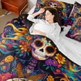 thumbnail image 4 of Homewish Retro Boho Skeleton 7-Piece Twin Bedding Sets,Vitage Bohemian Flower Bedding Comforter Set,Colorful Floral Sheet Sets For Men Women,Super Cozy Room Decor Reversible, 4 of 8
