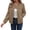 #0298-Brown, variant on Womens Baseball Jacket Long Sleeve Stand Collar Solid Wool Blend Button Down with Pockets Casual for Fall Winter
