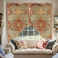 thumbnail image 5 of Swag Curtains Valances for Windows, Orange Blue Boho Floral Short Kitchen Window Curtains Over Sink, Medieval Vintage Texture Cafe Curtains Panel Set Of 2,Rod Pocket, 36 Inches Length, 5 of 8