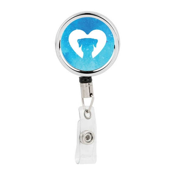 Koyal Wholesale Retractable Badge Reel Holder With Clip, Blue Watercolor Pet Animal Paw