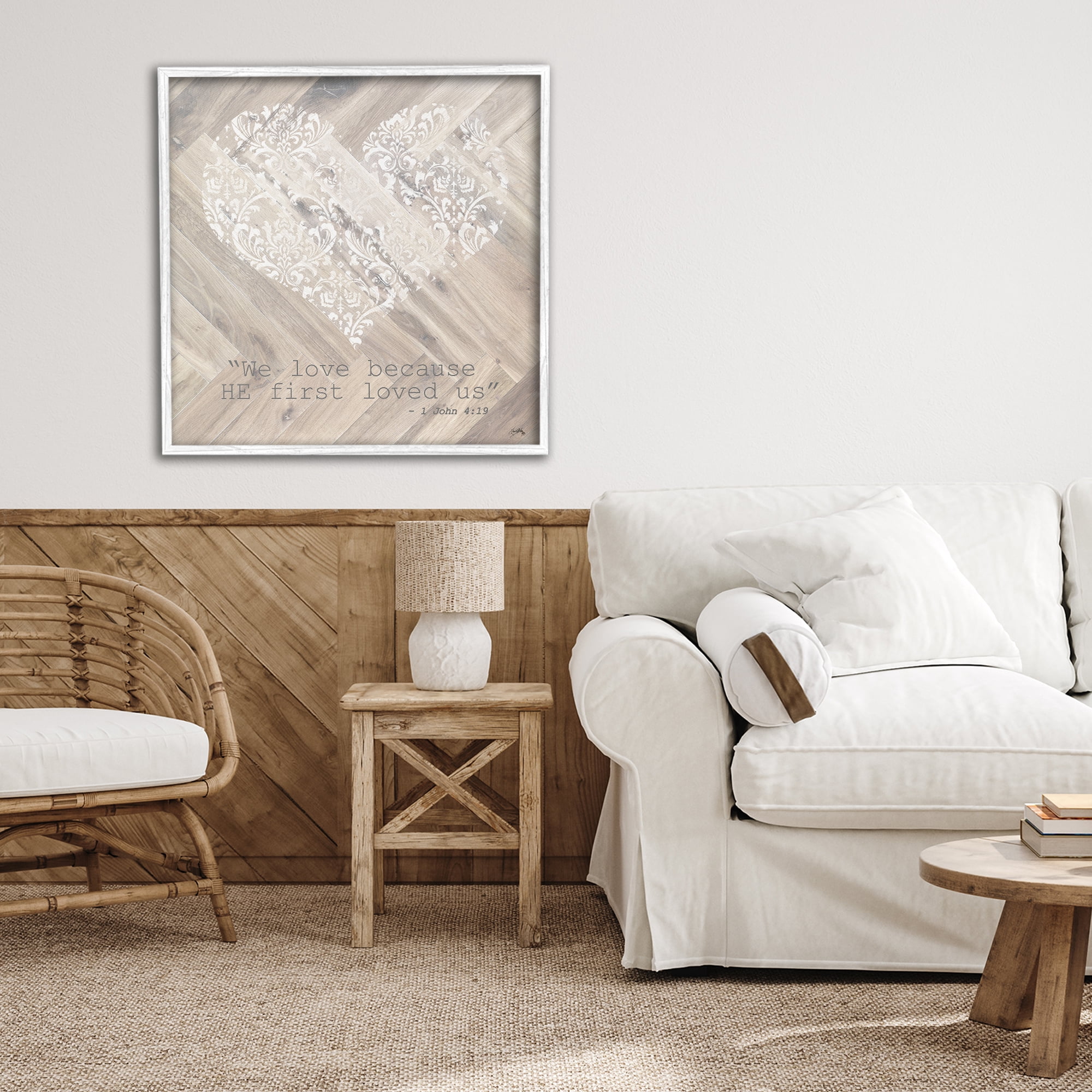 Stupell Industries He Loved Us First White Framed Giclee Art, design by Elizabeth Medley
