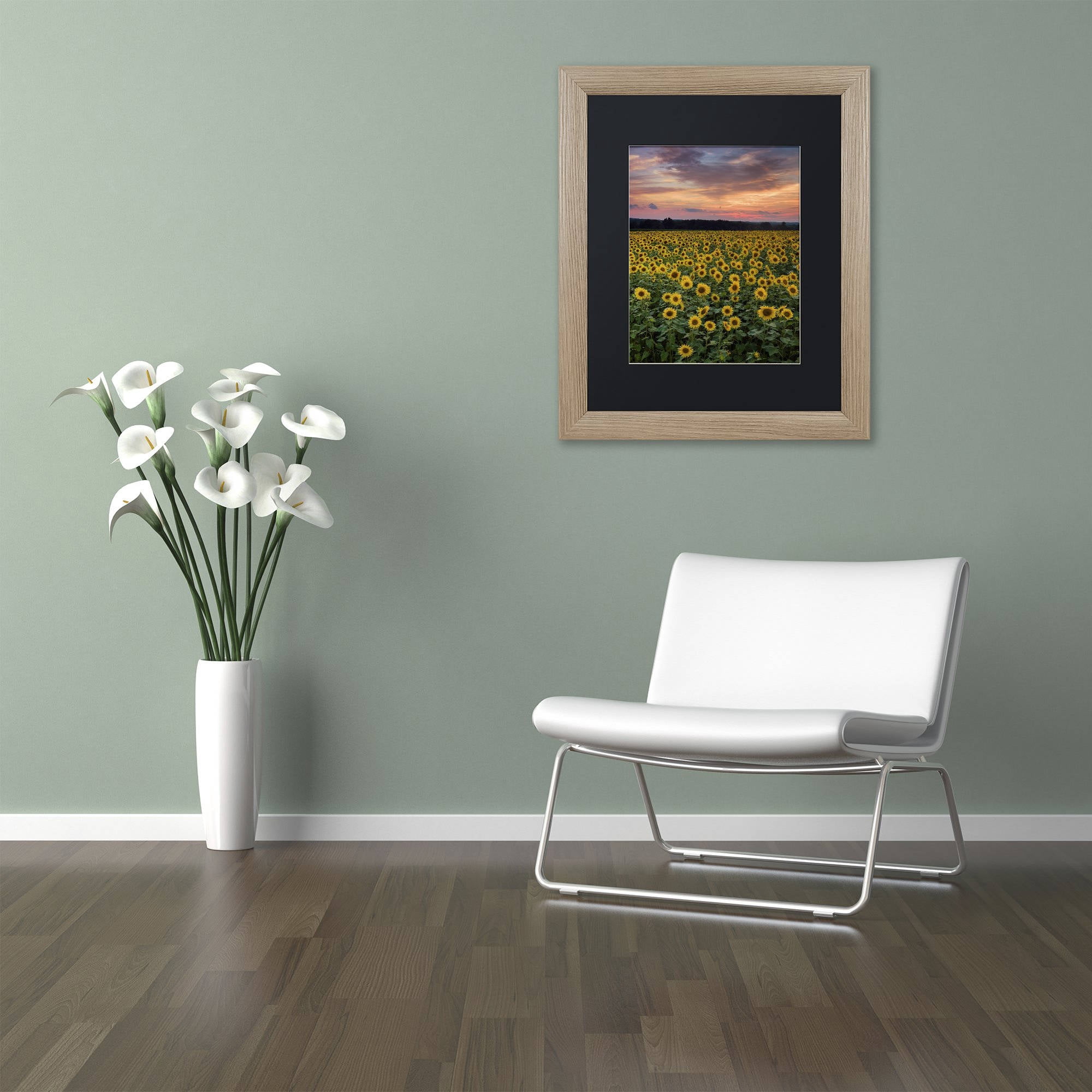 Trademark Fine Art "Sunflowers" Canvas Art by Michael Blanchette Photography Black Matte, Birch Frame
