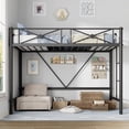 thumbnail image 3 of Heavy Duty Twin Loft Bed with Safety Guard Rails, Space Saving Steel Loft Bed with Metal Slats Support, No Box Spring Needed, Easy Assembly, White Gray or Black, 3 of 6