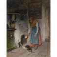 thumbnail image 2 of Johann Hamza 12x14 Gold Ornate Wood Frame and Double Matted Museum Art Print Titled - Milk for the Kitten, 2 of 4